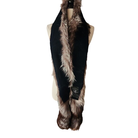 Genuine Silver Fox Fur Boa Collar Wrap Old Money Stole 86 Inches Full Length - Picture 2 of 5